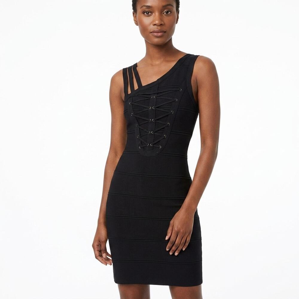 Elysee 26 . One Shoulder Lace Up Bodycon Bandage Dress Women See Measurement